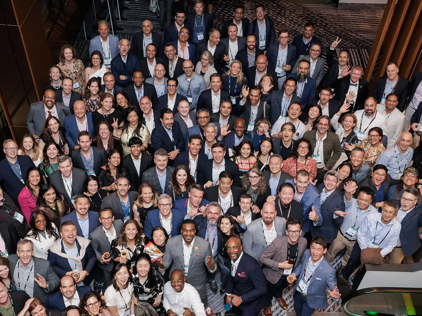 Large group of people pose for photo