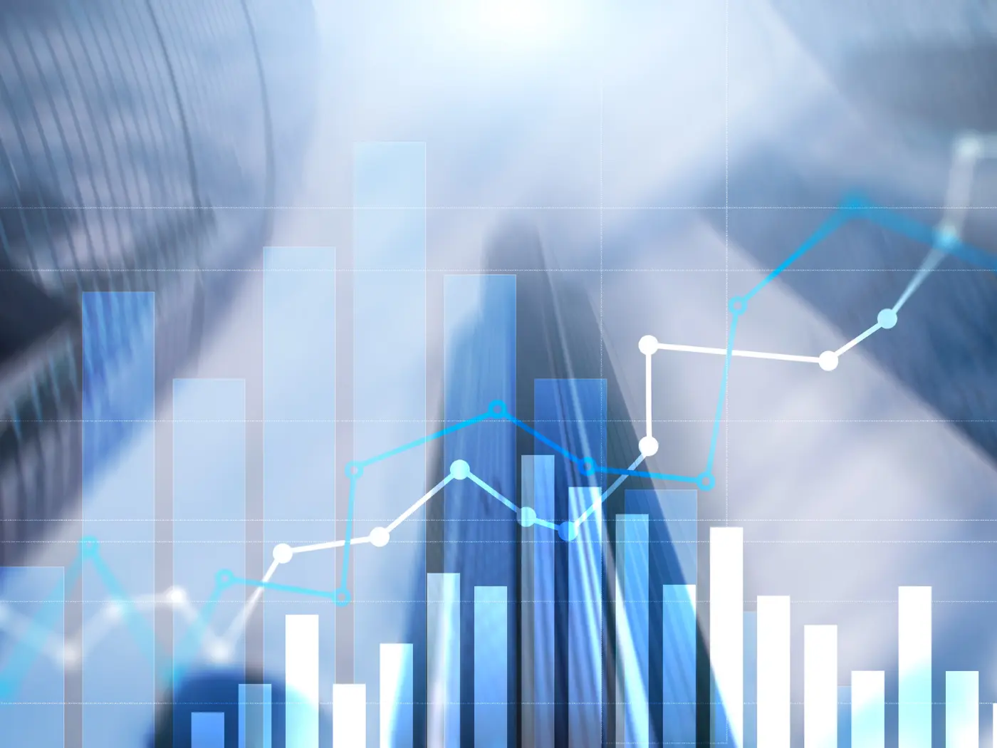 Stock image of financial graphs and charts.