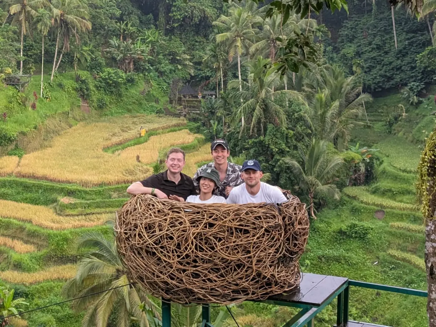 G-Lab Chickin Indonesia 25-26 team sitting in large man made nest