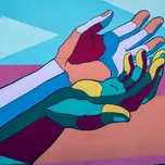 a mural painting of two hands morphing into one