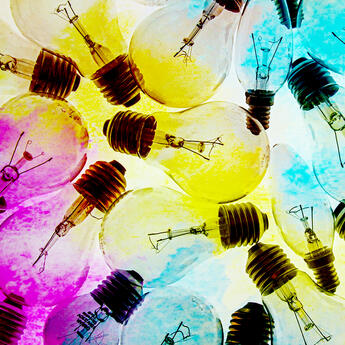 Various colorful lightbulbs