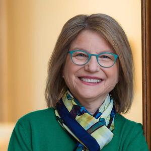 Headshot of MIT President Sally Kornbluth, smiling 