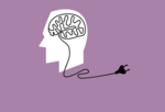 Illustration of a human brain turned off via an unplugged cord
