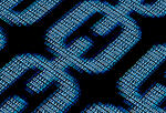 Close-up of chain made of binary code, representing blockchain