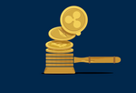 Gavel made of cryptocurrencies