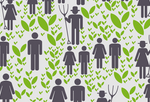 Illustration of a crowd of farmers in a field