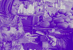 Man using mobile money to buy from a woman in a market
