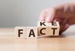 Children's blocks that read "Fact" and "Fake"