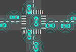 Automated vehicles driving on a roadway.