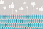 Illustration of crowd of people giving online thumbs up or down