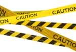 multiple strips of yellow and black caution tape