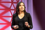 Sonal Singh, MBA ’19, of Spatio Metric speaks during the 2019 Demo Day