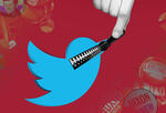Twitter bird with a zipper across its beak