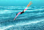 Illustration of woman diving to show digital transformation