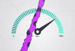 An illustration of an internet speed test displacy, with a tear down the middle filled with coronavirus. Signifying the digital divide created by the ability of people to self-isolate if they have high-speed internet.
