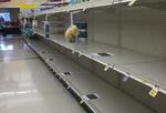 Toilet paper out of stock at a Boston area supermarket, March 16, 2020.