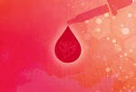 An illustration of a droplet of blood at the end of a dropper.