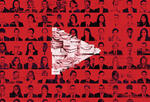 Graphic of a collage of people in the background with a play button consisting of various mouths in the foreground.