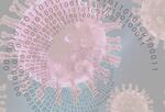 Cybersecurity and coronavirus: 0s and 1s overlay COVID-19 image.