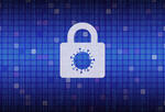 Illustration of lock with coronavirus in the middle to represent cybersecurity