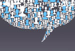 An illustration of a cloud conversation bubble made up of people