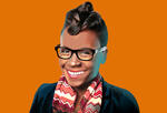 Blendoor CEO Stephanie Lampkin in front of an orange background