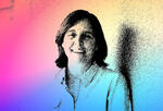 Photograph of ex-Google exec and former U.S. CTO Megan Smith with a multicolored wash