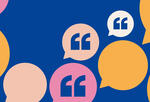 Colorful bubble with quotation marks inside