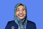 Colorful digital portrait of counterterroism expert Humera Khan