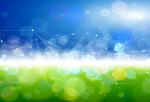 Illustration of a data network amongst a background of green and blue like the earth or an ecosystem