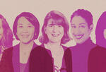 Photo of female leaders. From left to right: Julia Abramovich, Julie Wada, Lauren Hoops-Schmieg, Angelique Adams, and Anita Carleton