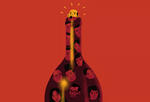 Heads in a wine bottle neck
