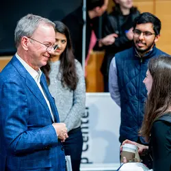 Eric Schmidt greets MIT students