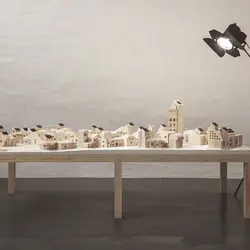 IKEA Space10's project - SolarVille, a 1:50 scale village made of wooden blocks, as an exercise in how a community might use two fast-growing technologies to power itself.