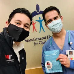 Ahmed Mady with a healthcare worker from MGH